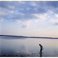 thumbnail image 1 of Boy In Silhouette Wading In Ocean Poster Print, 24 x 24 - Large, 1 of 1
