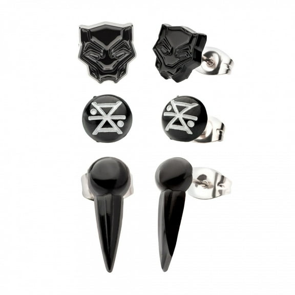 Marvel Black Panther Wakanda Forever Stud Earring 3-Pack