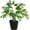 White, variant on 11.8'' Realistic Monstera Artificial Potted Indoor Houseplant in Black Pot for Decor Wedding Centerpiece Dining Table , White Leaves