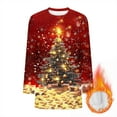 thumbnail image 4 of Women’s Fuzzy Fleece Christmas Sweatshirt Oversized Crewneck Xmas Tree Print Pullover Winter Warm Loungewear Top Soft Comfy Casual Holiday Sweatshirt with Pockets,Red,XXL, 4 of 5