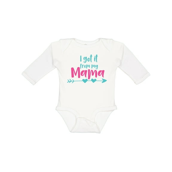 Inktastic I Got It from My Mama, Mom, Mother, Arrow, Hearts Boys or Girls Long Sleeve Baby Bodysuit