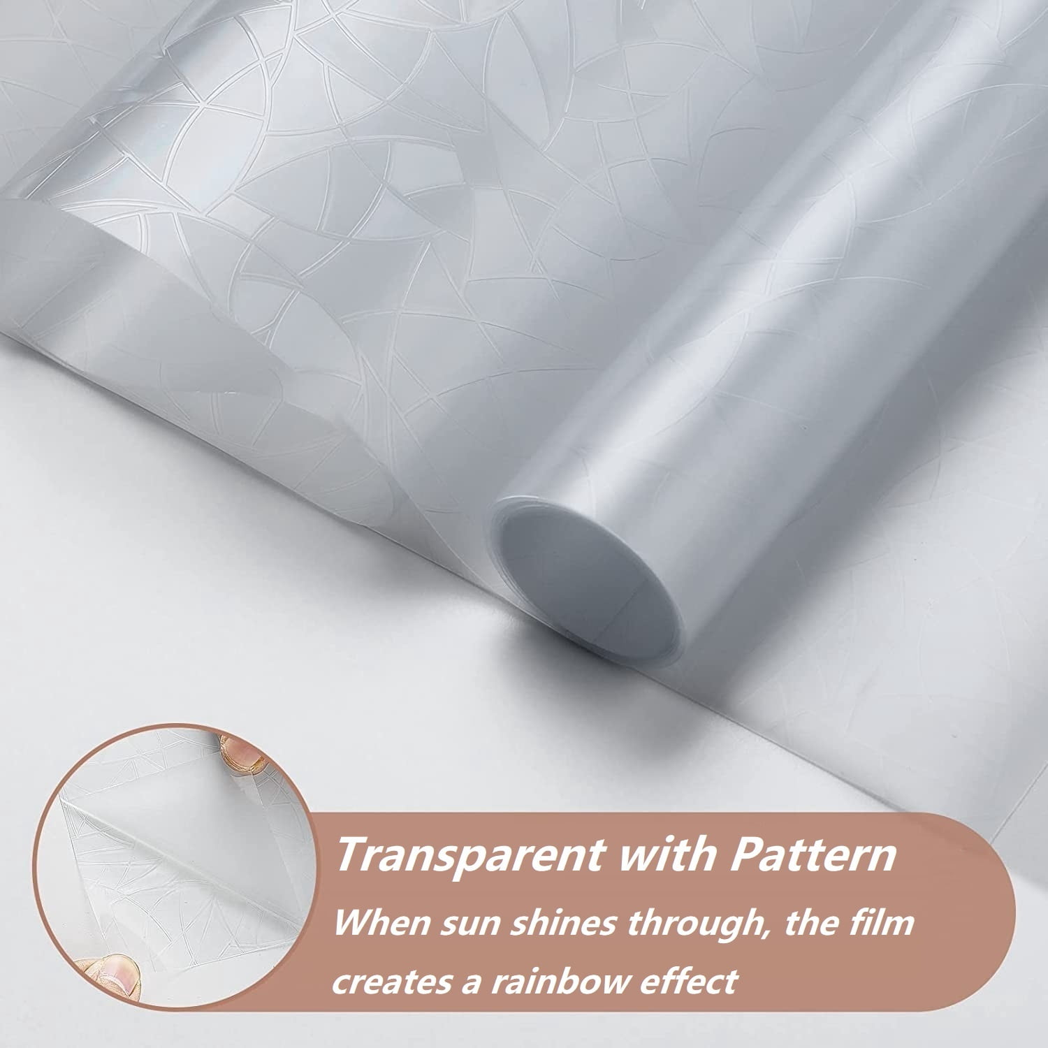 Window Privacy Film 3D Pattern Static Cling to Glass Window Non-Adhesive Stained Glass Window Decals, Heat Control Anti-UV Sun Window Sticker, 3PCS of 17.7 x 78.7 inches, Totally 17.7"x236.2"