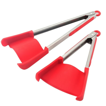 

2pcs 2 In 1 Ergonomic Kitchen Spatula Buffet Home Cooking Tong Non Stick BBQ