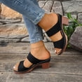thumbnail image 4 of Dakaela Heeled Sandals for Women Low Block Chunky Heels Open Toe Backless Dress Casual Pumps Slip on Mules Shoes for Party Wedding Size 6-10 Black, 4 of 9
