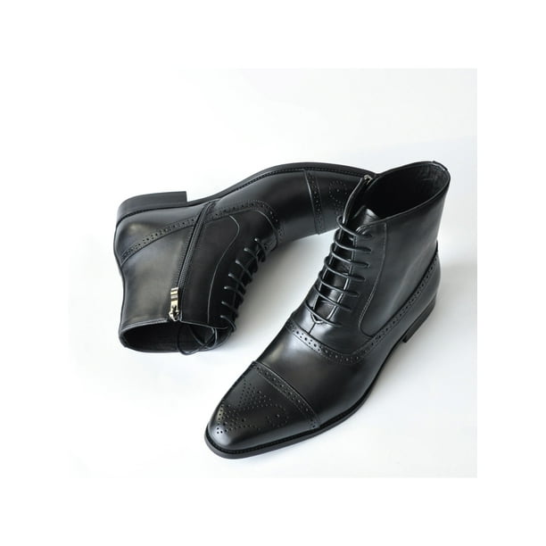 Black Mens Dress Boots With Side Zipper Woobling Mens Dress Boots