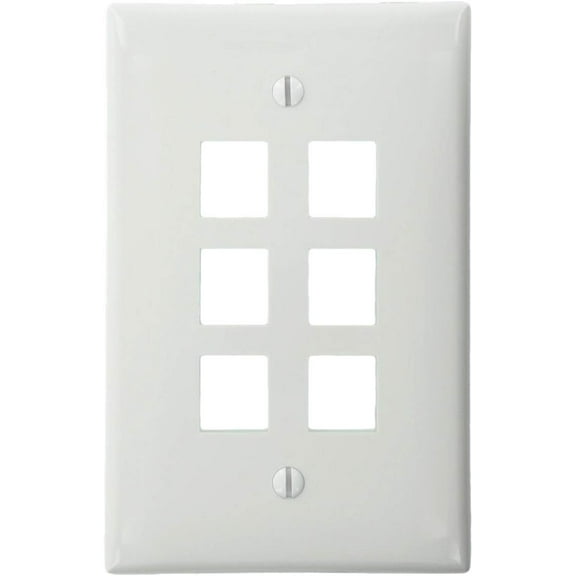 Leviton QuickPort 1 Gang 6 Port Midsize Wallplate - White