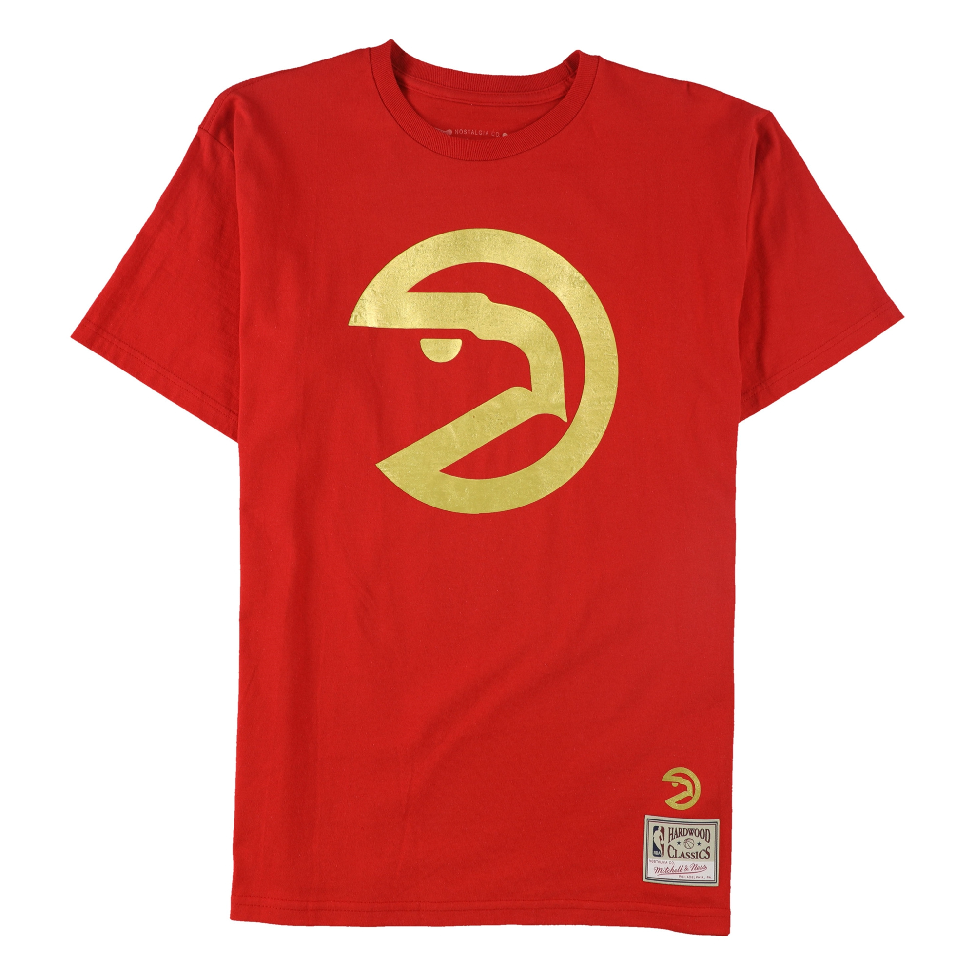 Mitchell & Ness Mens Midas Foil Tee Atlanta Hawks Graphic T-Shirt, Red, Medium