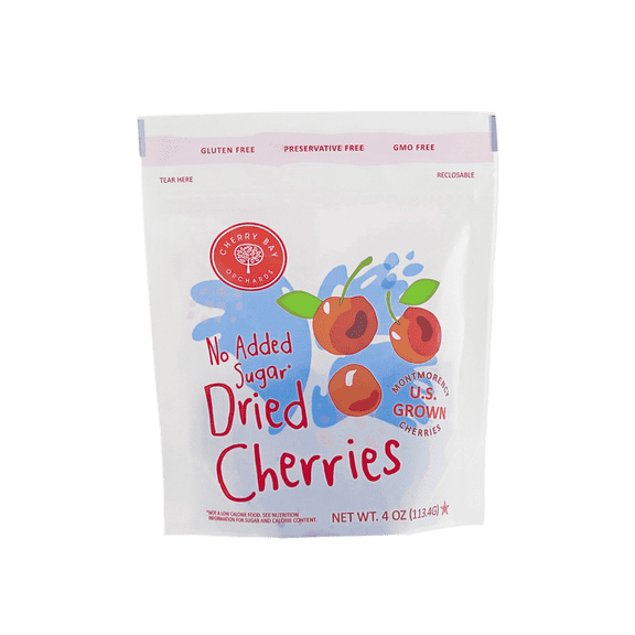 Cherry Bay Orchards No Added Sugar Dried Montmorency Cherries - Case of 6 - 4 oz resealable bags