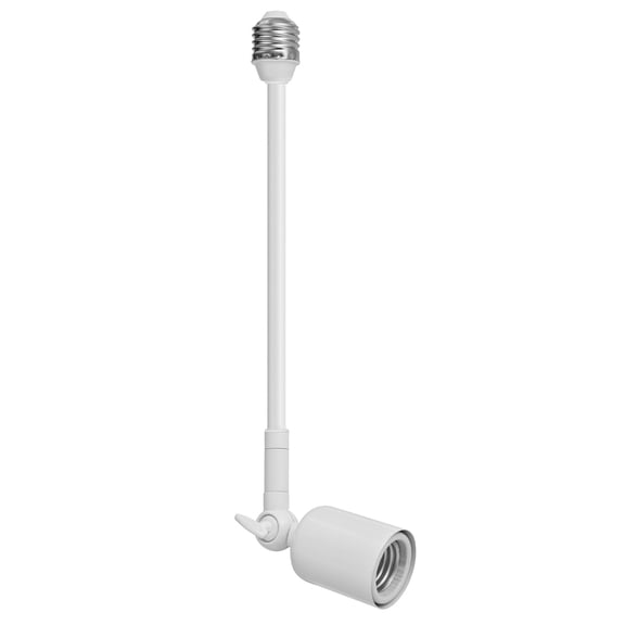 SUTAU Light Socket Extender, Metal Heavy Load-Bearing & Ceramics High Power Light Bulb Extention Adapter, 360° Direction Adjust Indoor/Outdoor (White, 14Inch)