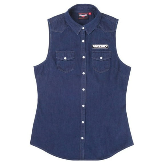 Victory Motorcycle New OEM Women's Sleeveless Denim Shirt, Large, 286379306