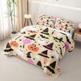 thumbnail image 3 of Feelyou Cartoon Ghost Witch Hat Twin Quilt Set, Cute Pumpkin Bat Twin Coverlet Set, Beige, 2 Pieces, 1 Comforter and 1 Pillowcase, 3 of 7