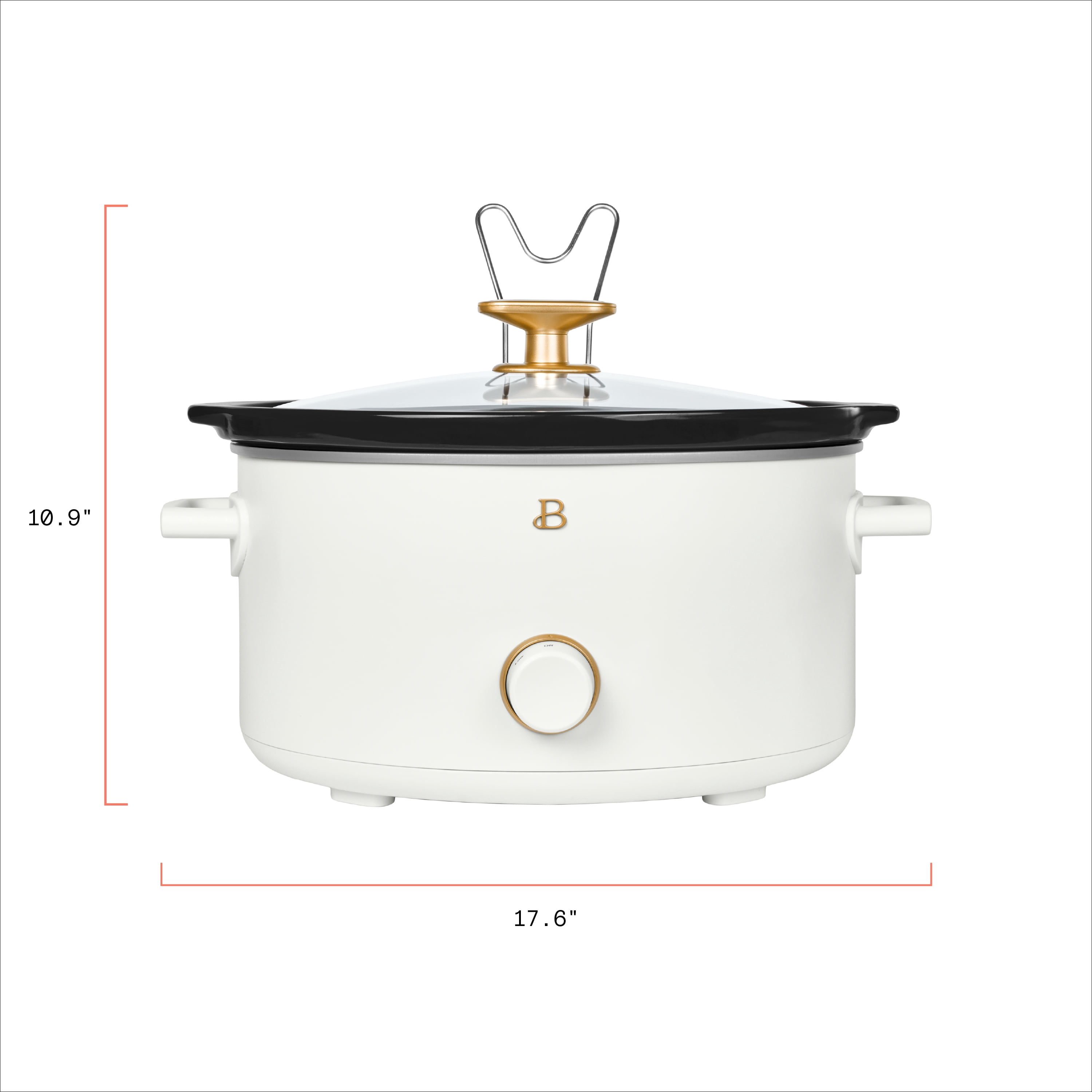 Beautiful 8 Qt Manual Slow Cooker, White Icing by Drew Barrymore