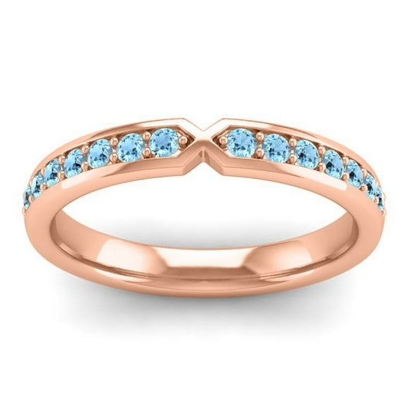 Unique Round Cut 0.20 Carat Aquamarine Gemstone Eternity Band for Wedding Solid 14K Rose Gold Size 7 by Diamond-Capitals