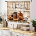 thumbnail image 2 of Rustic Kitchen Curtains, Farmhouse Retro Coffee Time Latte Cafe Bread Wooden Plank Cottage Country Window Drapery Treatments for Dining Room Bedroom Living Room 2 Panels, 55x39 Inch, 2 of 4