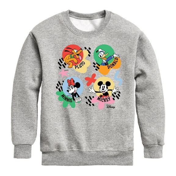Disney - Mickey, Minnie, Pluto & Donald - Happy Bubble - Youth Crewneck Fleece Sweatshirt