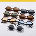 thumbnail image 2 of Retro Hexagonal Small Frame Sunglasses Hip-Hop Style UV400 Rivets Decoration Shades Leopard Blue Glasses for Women & Men, 2 of 6