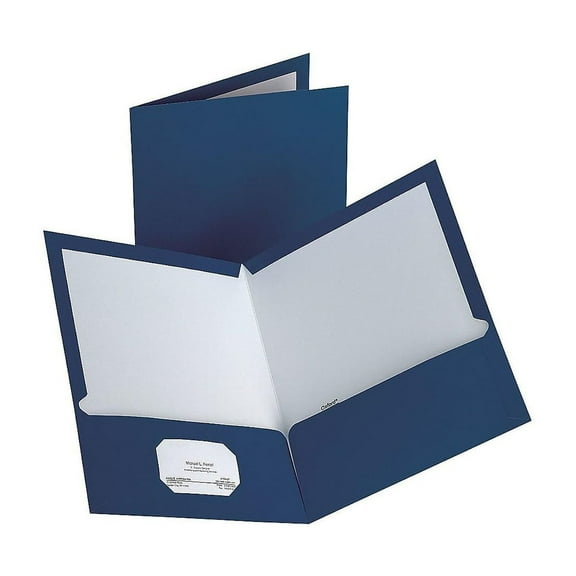 Staples 2-Pocket Laminated Folders Dark Blue 30/Carton ST13372-CCVS