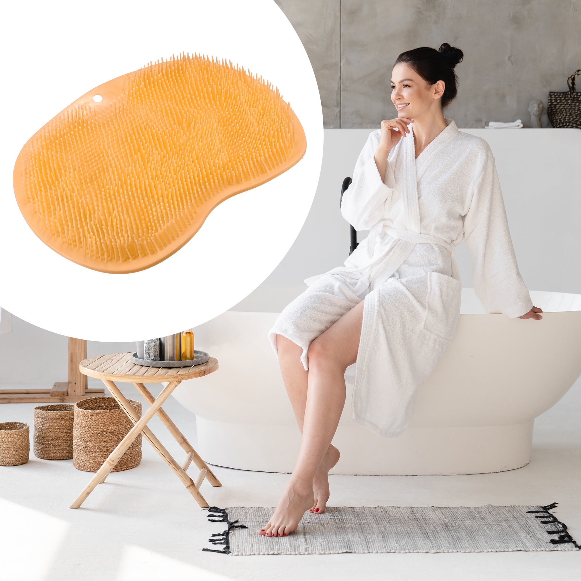 Unique Bargains Foot Clean Massager Scrubber with Suction Cups 11.81"x9.84" Orange