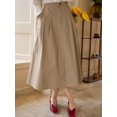 thumbnail image 5 of High-Waist Pleated A-Line Midi Skirt In Khaki, 5 of 8