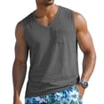 thumbnail image 2 of Mens Sleeveless Cotton Tank Tops Workout Cut Off Solid Color Muscle Shirts Gym Casual Beach Summer Tee with Pocket, M, 2 of 9