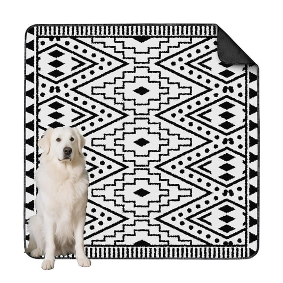 Non-Slip Boho Dog Pee Pad Washable and Reusable, Large 72x72 Pet Training Mat for Hardwood Floors, A Practical Holiday Gift for Dog Owners