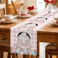 thumbnail image 5 of Easter Bunny Table Runner - 90 Inch Long Colorful Eggs Cute Rabbit Pink White Plaid Cotton and Linen Blended Dress Scarves Farmhouse Table Runner for Kitchen Dining, Coffee Table, 13" x 90", 5 of 8