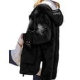 thumbnail image 5 of Winter Women Long Sleeve Zipper Quilted Coat Casual Loose Lightweight Hooded Puffer Jacket with Pocket, 5 of 5