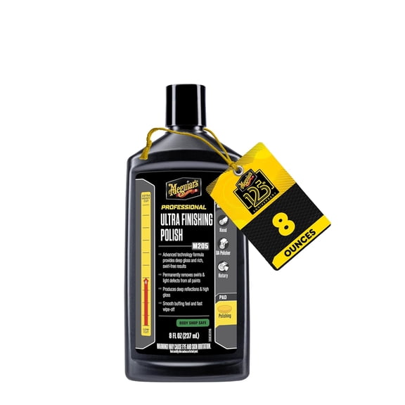 M205 Mirror Glaze Ultra Finishing Polish, Easy-to-Use Formula for Impeccable Shine, Multiple ays to Apply Glaze, Removes Defects and Sirls a High Gloss, 8 Oz Container