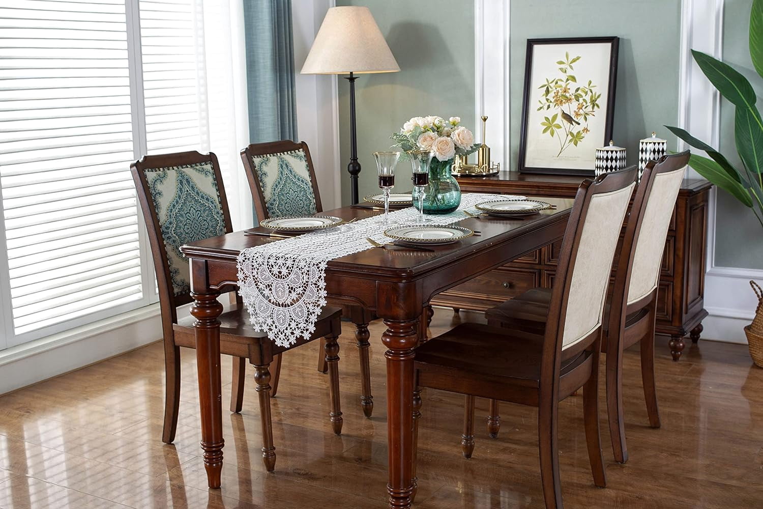 Lace Doily Table Runners Dresser Scarf Embroidered Flowers