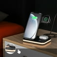 thumbnail image 1 of Estación de carga inalámbrica con luz nocturna Estación de carga 4 en 1 para dispositivos múltiples Soporte de cargador inalámbrico de 15 W compatible con iOS/Android-Negro, 1 of 8