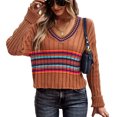 thumbnail image 1 of Suéter Colorblock, Suéter Casual Con Cuello En V, Mangas Largas Simples De Punto Para La Oficina ANGGREK Otros, 1 of 6
