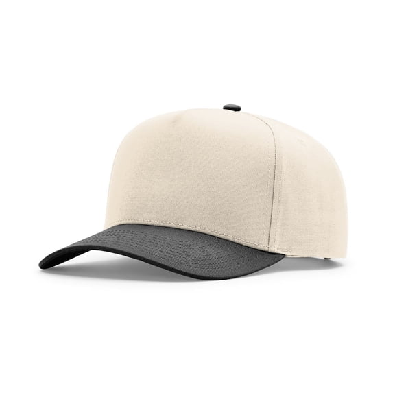 Richardson Full Fabric 5 Panel Champ Hat (323FPC), One Size Fits Most, Combination Cream/Black
