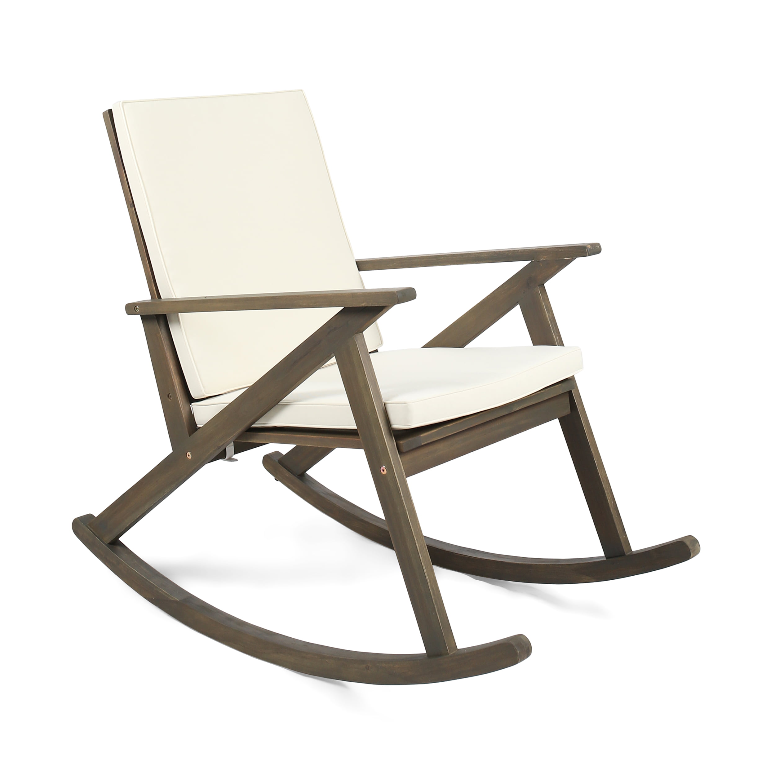 Louise Outdoor Acacia Wood Rocking, Cushions For Outdoor Wood Rocking Chair