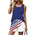 thumbnail image 5 of Iaqnaocc 2 Piece Sets for Women 250 Anniversary Usa Flag Flag Square Neck Sleeveless Tank Top and Drawstring Shorts Summer American Flag Stars Striped Lounge Sets for Women Dark Blue S, 5 of 6