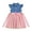 Blue, variant on Toddler Girls 2 Pieces Outfits Crew Neck Flutter Sleeve Patchwork Denim Gradient Mesh Dress Kids Clothing Sets Size 2-3T