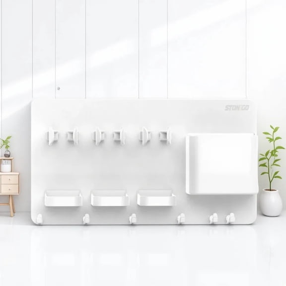 Wall-Mounted Electric Toothbrush Holder with Toothpaste Organizer, White Plastic Storage Rack, Multi-Slot Bathroom Organizer for Brush & Facial Cleanser