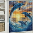 thumbnail image 6 of Patifu Dolphins Ocean Sunset Shower Curtain Set 100% Polyester Washable 60"x72, 6 of 7