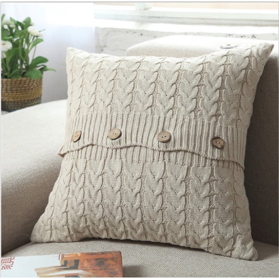 Knit Decorative Throw Pillow Cover 18''x18''(With/Without Inserts)