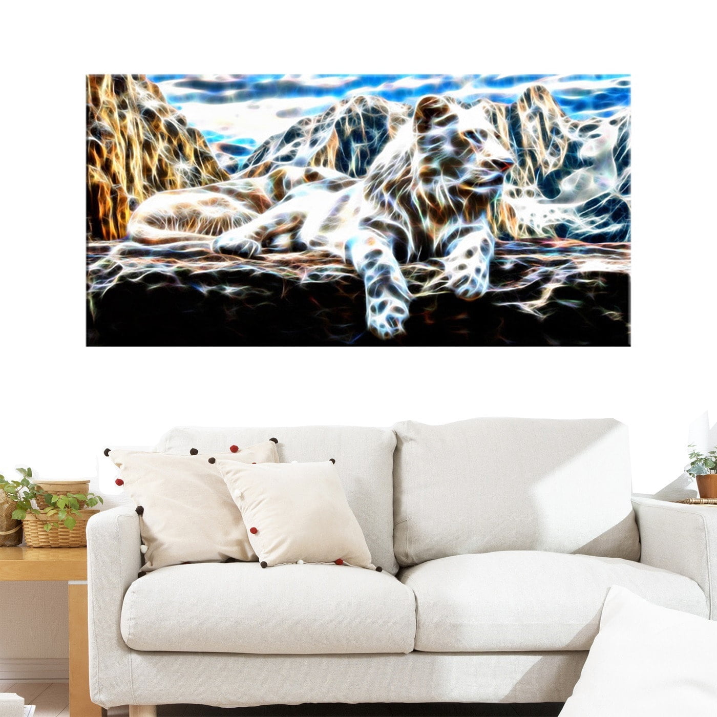 Design Art White Tiger Art on Canvas, 32" x 16"