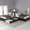 Espresso + Pine + Bedroom, variant on Luckynote L-shaped Platform Bed with Trundle and Drawers Linked with built-in Desk,Twin,White