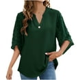 thumbnail image 1 of Hauts de Mode pour Femmes, T-Shirt Décontracté à Manches Courtes, Col en V, Ample, 1 of 8