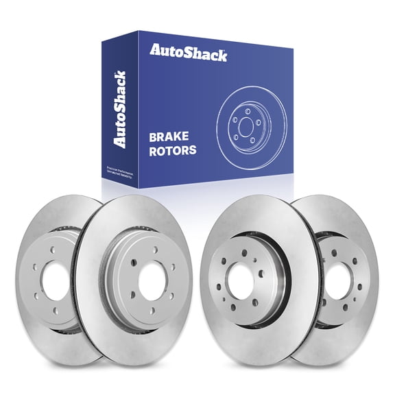 AutoShack Front Vented & Rear Vented Coated Brake Rotors 4-PC Set Replacement for 2015-2017 Ford F-150 ArmorStop