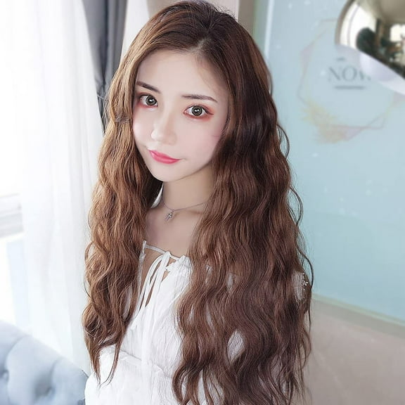 Long Wavy Mid Part Wig for Women - Synthetic Curly Hair Wig with Natural and Big Base Ideal for Stylish