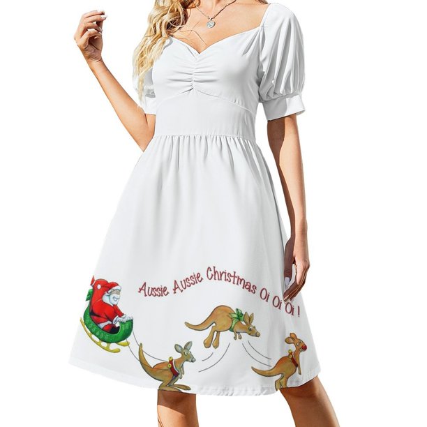 En Australia con vestido de manga corta estilo trineo canguro, vestido vendaje, vestido verano 2025 para mujer.