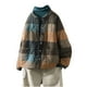 thumbnail image 2 of Parkas de manga larga para mujer, chaqueta gruesa de cuello alto con bloques de color a cuadros, chaqueta de manga larga, abrigo para mujer, 2 of 9