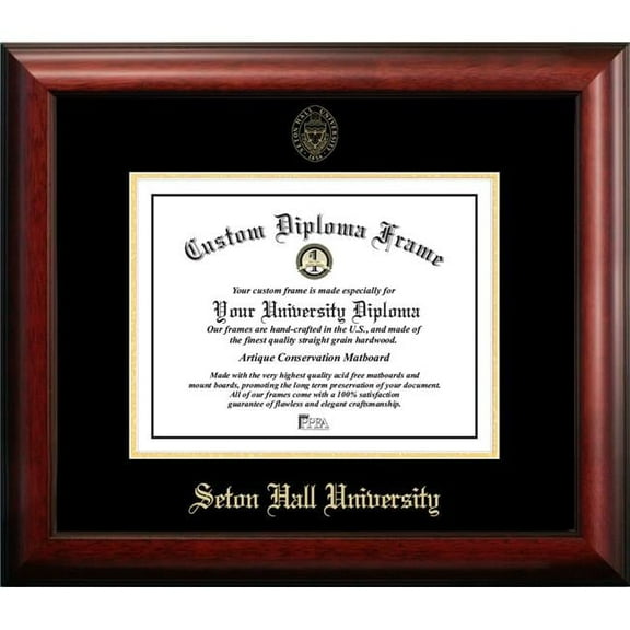 Campus Images NJ997GED-1185 8.5 x 11 in. Seton Hall Gold Embossed Diploma Satin Mahogany Frame