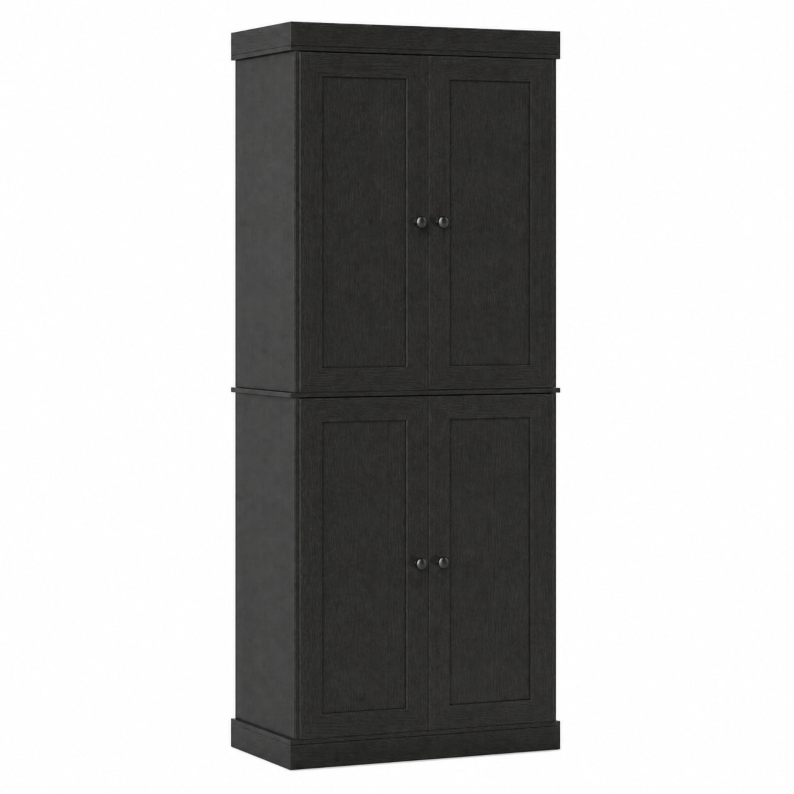 Furnibear 72.5 Inch Tall Kitchen Pantry Cabinet with 2 Adjustable Shelves Enclosed Doors and Anti Tipping Kits for Kitchen and Dining Room, Black