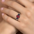 thumbnail image 4 of Gem Stone King 925 Silver and 10K Yellow Gold Ruby Red Mystic Quartz and Blue Sapphire and Lab Grown Diamond Engagement Ring for Women | 2.97 Cttw | Oval 9X7MM | Birthstone | Size 9, 4 of 6