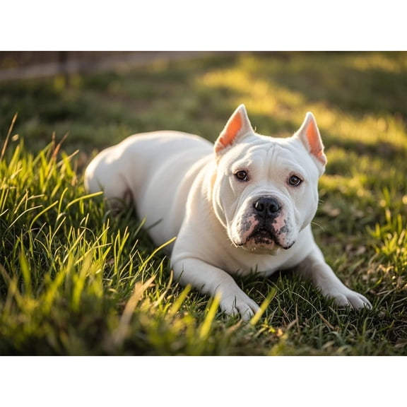 White Staffordshire Bull Terrier Diamond Art 5D Diamond Painting DIY Kits Full Round Drill Crystal by Number Stitch Handmade Arts and Crafts for Living Room Bedroom Home Wall Decor 12x16 inch