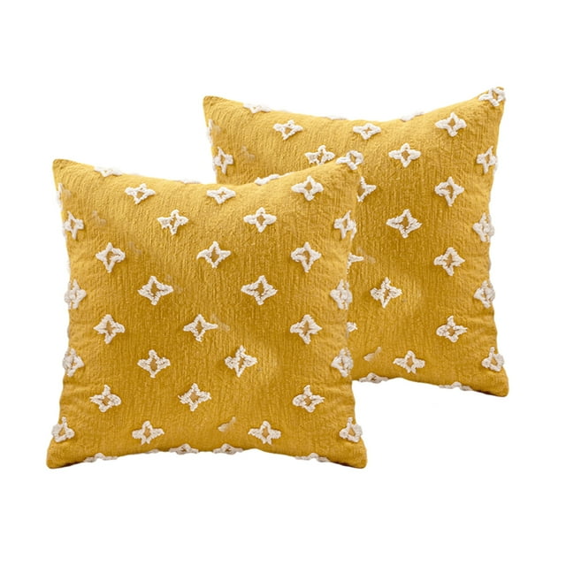 2 fundas de almohada decorativas de jacquard rómbico, funda de cojín cuadrada suave de 18 x 18 pulgadas